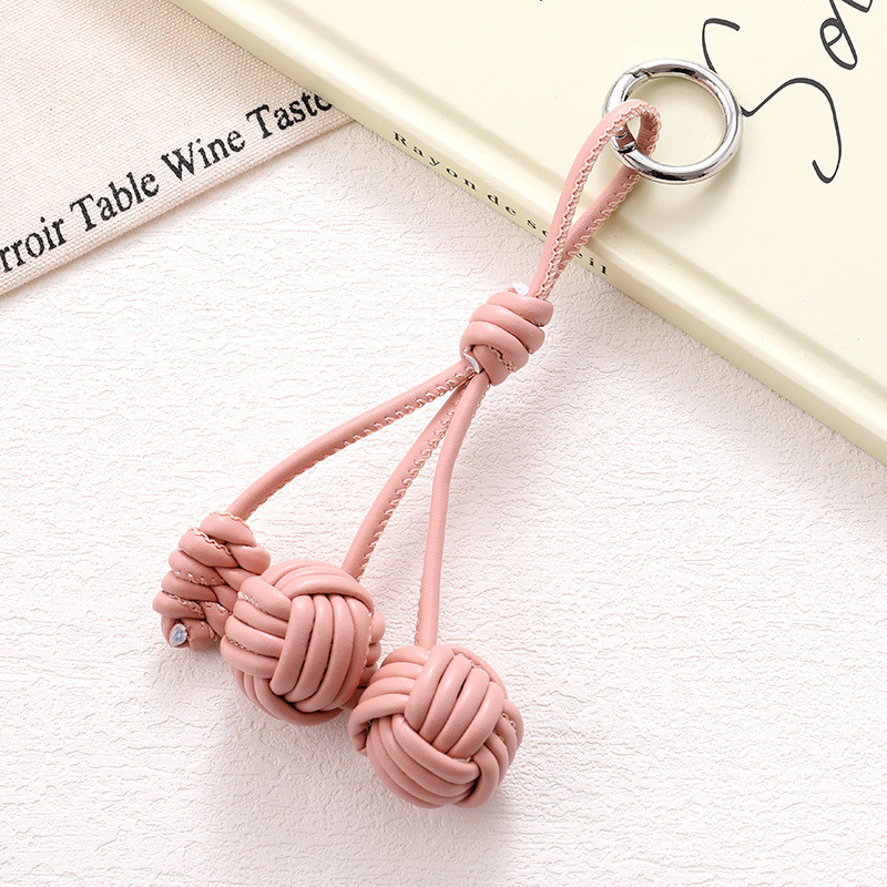 Phụ Kiện Điện Thoại Di Động Thời Trang Phù Hợp Với Màu Kẹo Da PU Dây Điện Thoại Di Động Mặt Dây Chuyền Tay Dệt Đôi Túi Bóng Mặt Dây Chuyền Niche Điện Thoại Di Động Treo Dây Xích