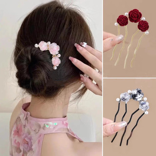 Lược bốn răng ngọc trai hồng đỏ, phong cách cổ điển