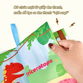 【BabyJoy】Sách vải thiếu nhi,Sách vải 3D,Sách vải cho bé,Sách Vải Đuôi Động Vật Song Ngữ,sột soạt,Có thể giặt được