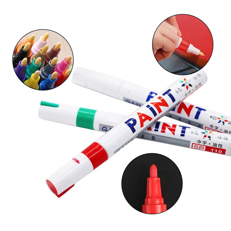 Trắng Lốp Sơn Bút 1 Bút Đánh Dấu Thường Trực Chống Thấm Nước Cho Bánh Xe Ô Tô Cao Su Graffiti Touch Up Kim Loại CD Oily Mark
