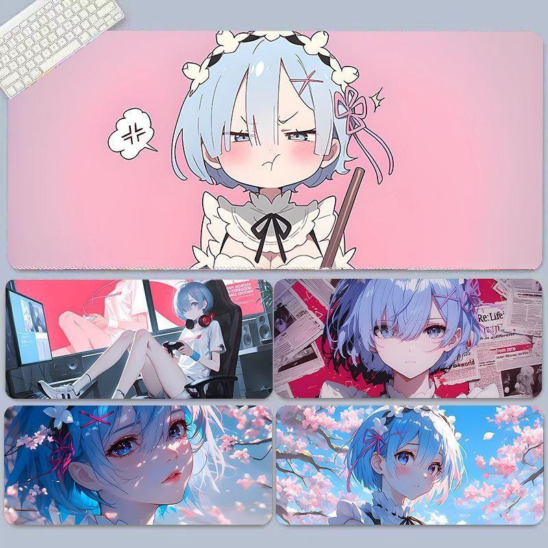 Re: Zero Rem Tấm lót chuột XL độc quyền - Thảm để bàn 90x40cm cho bộ sưu tập Otaku, Chống trượt 3mm để cài đặt trò chơi Anime