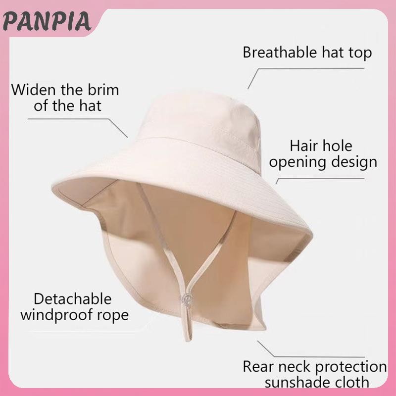 PANPIA-Mùa Hè Mũ Ngoài Trời Chống Tia UV Chống Cổ Tấm Che Nắng Cho Nữ Câu Cá Đi Bộ Đường Dài Vành Rộng Khăn Choàng Chống Nắng Đuôi Ngựa Mũ Dành Cho Nữ