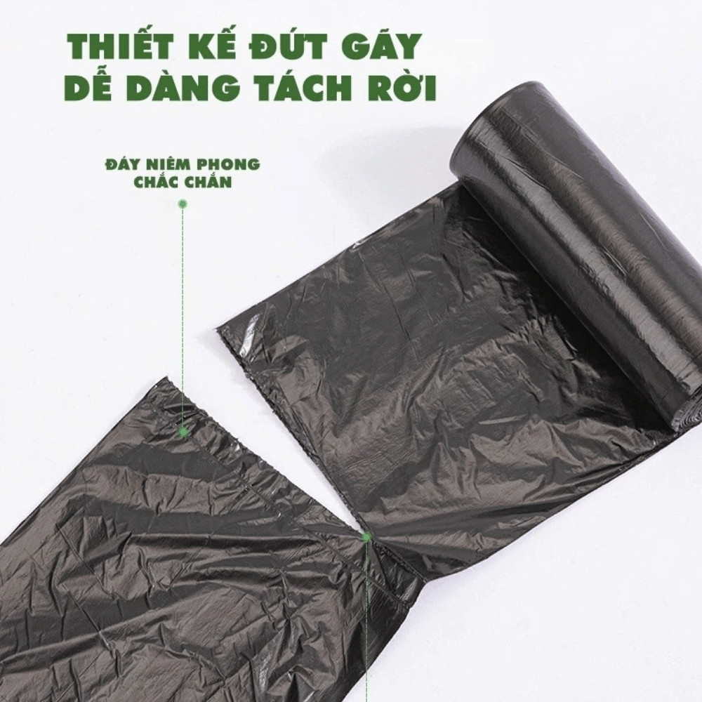Set 3 Cuộn Đựng Rác Đen Tự Phân Hủy Sinh Học Túi Đựng Rác Thân Thiện Môi Trường Kích Thước 55*65cm DT001