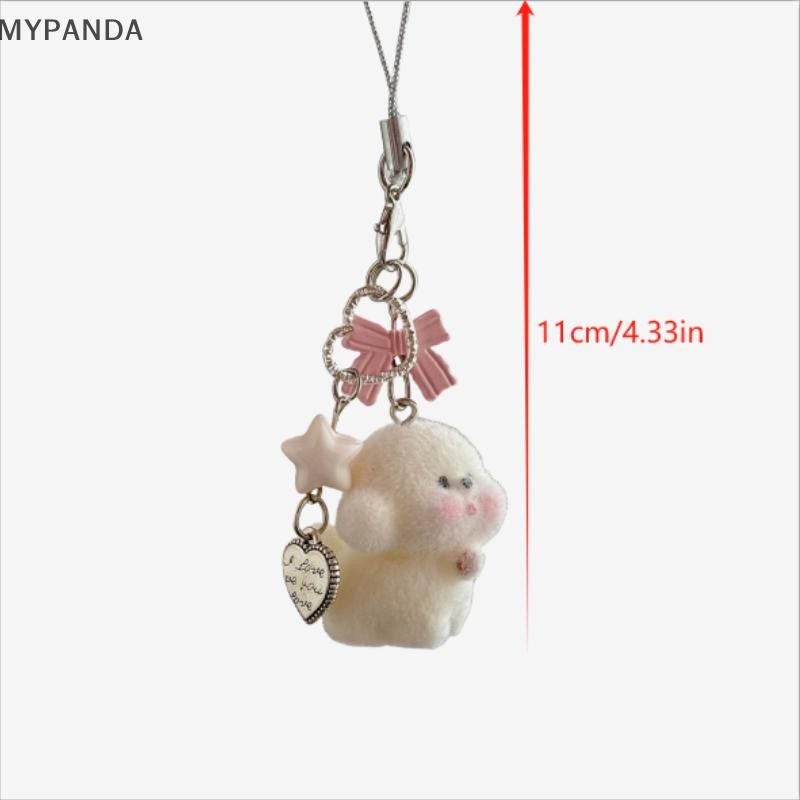 MYPANDA Hoạt Hình Dễ Thương Động Vật Đáng Yêu Đổ Xô Gấu Con Chó Con Nơ Đính Hạt Móc Khóa Mặt Dây Chuyền Ba Lô Túi Trang Trí Dây Xích Điện Thoại Cặp Đôi Quà Tặng.