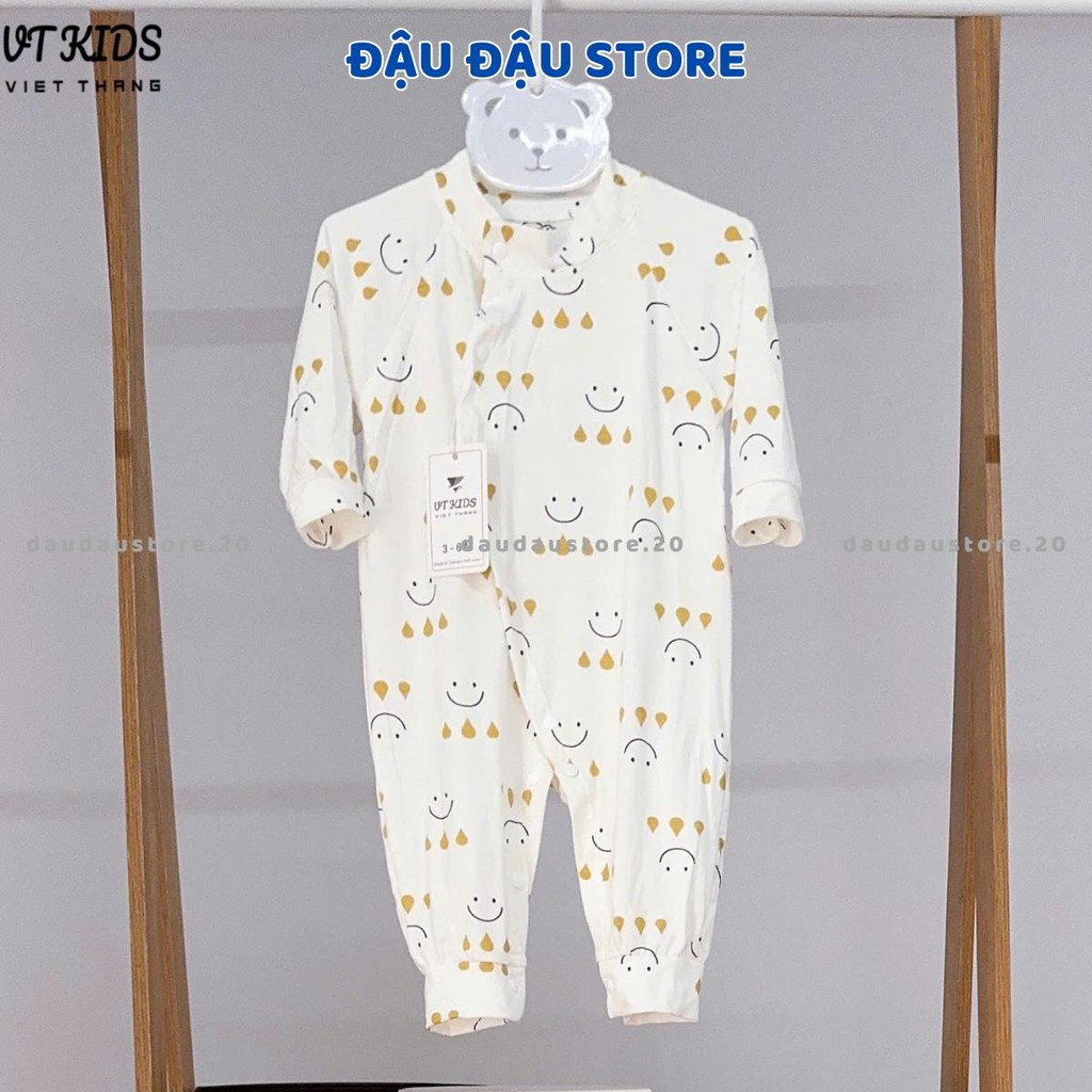 (Set 2 - Set 3) Body Thun Petit Dài Tay Trắng Phối VT Cúc Bấm Mềm Mịn Cho Bé Sơ Sinh 3-9kg VT-BD08 Đậu Đậu Store