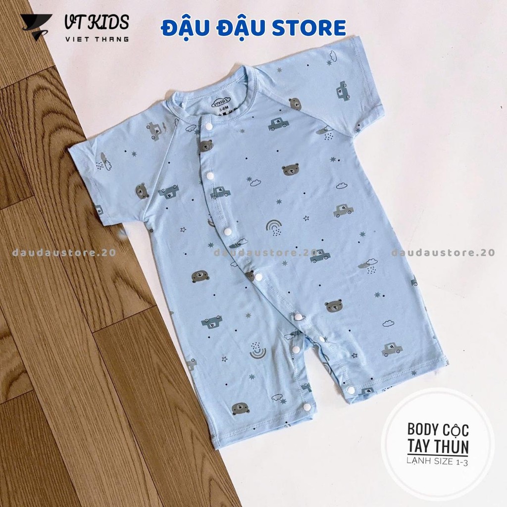 Set 2-3 Body Cộc Tay Màu VT Thun Lạnh Cúc Bấm Vạt Chéo Sơ Sinh mềm mịn cho bé trai bé gái 3-9kg VT-BDC03 Đậu Đậu Store