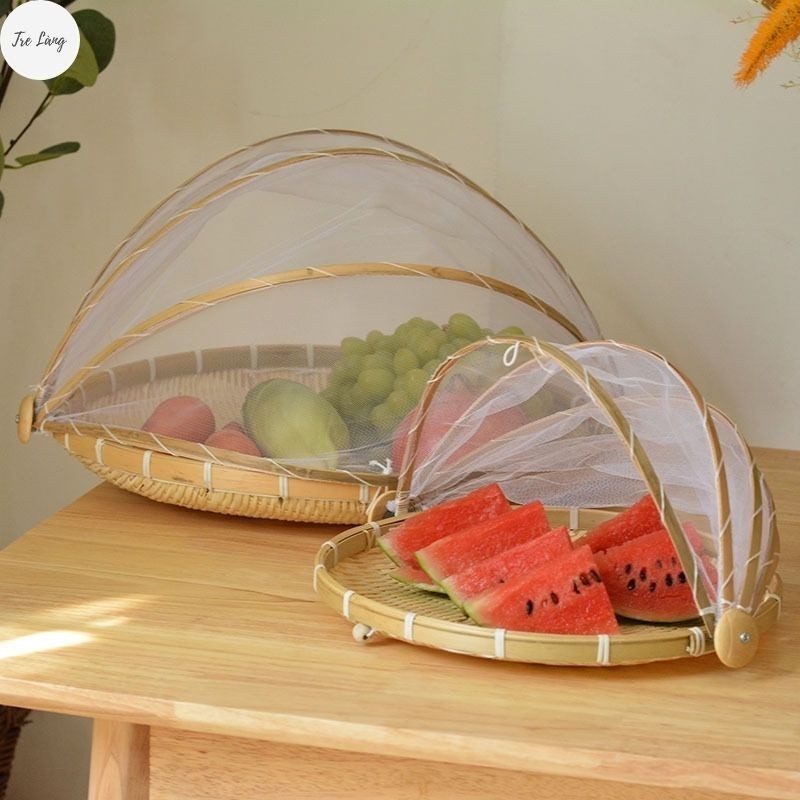 Lồng bàn tre, mẹt lồng bàn gấp gọn decor nhiều Size thân thiện với môi trường