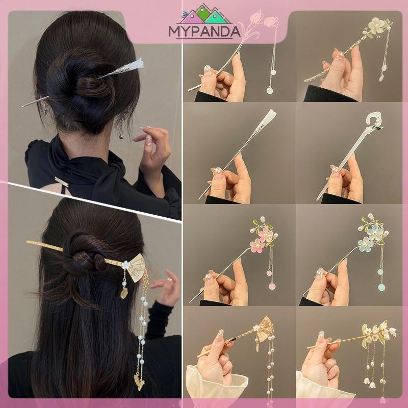 Kẹp tóc thủ công phong cách Trung Quốc cổ điển có hoa và hình dạng - phụ kiện trang sức cổ điển.