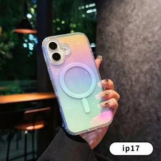 [JLK] Thích hợp cho vỏ iPhone 17pro max, 17 Air, 17Pro PC trong suốt + TPU Vỏ bảo vệ từ tính gradient lấp lánh cứng