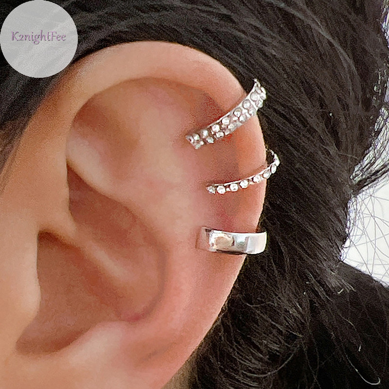 K2nightfee Bộ 3 Kẹp Tai Zircon Pha Lê Dễ Thương Giả Sụn Cho Nữ Trang Sức VN