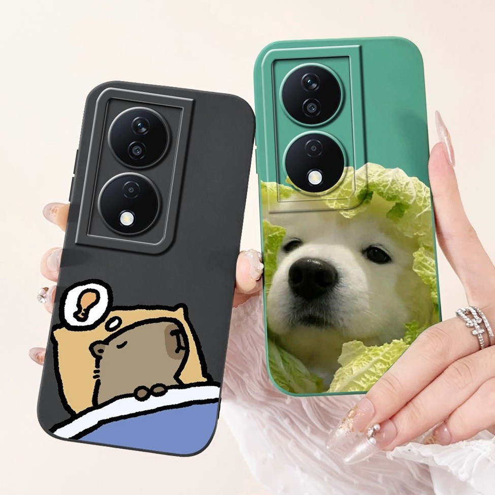 Ốp lưng Honor X7b 5G 4G CLK-LX2 Hoa thẩm mỹ Dễ thương Mèo Boy Màu đen Vỏ chống sốc Honor X7b Vỏ điện thoại