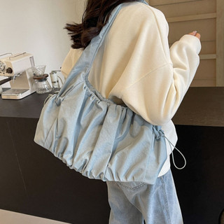 Túi Tote nữ JKDESIGN, Túi vải Nylon nguyên khối dung tích lớn, Túi lớp học một vai bền chất lượng cao