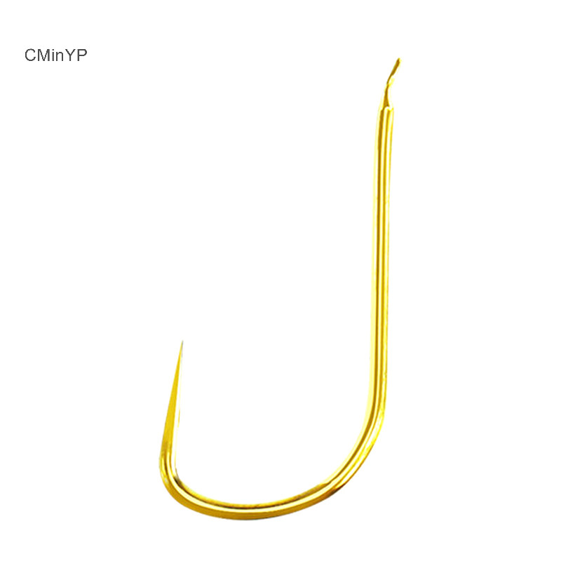 Cminyp 100 Chiếc Mới Kanto Barbless Vàng Cá Móc Chân Dài Đen Hố Cá Chép Và Cá Chép Dụng Cụ Câu Cá Vinh Quang