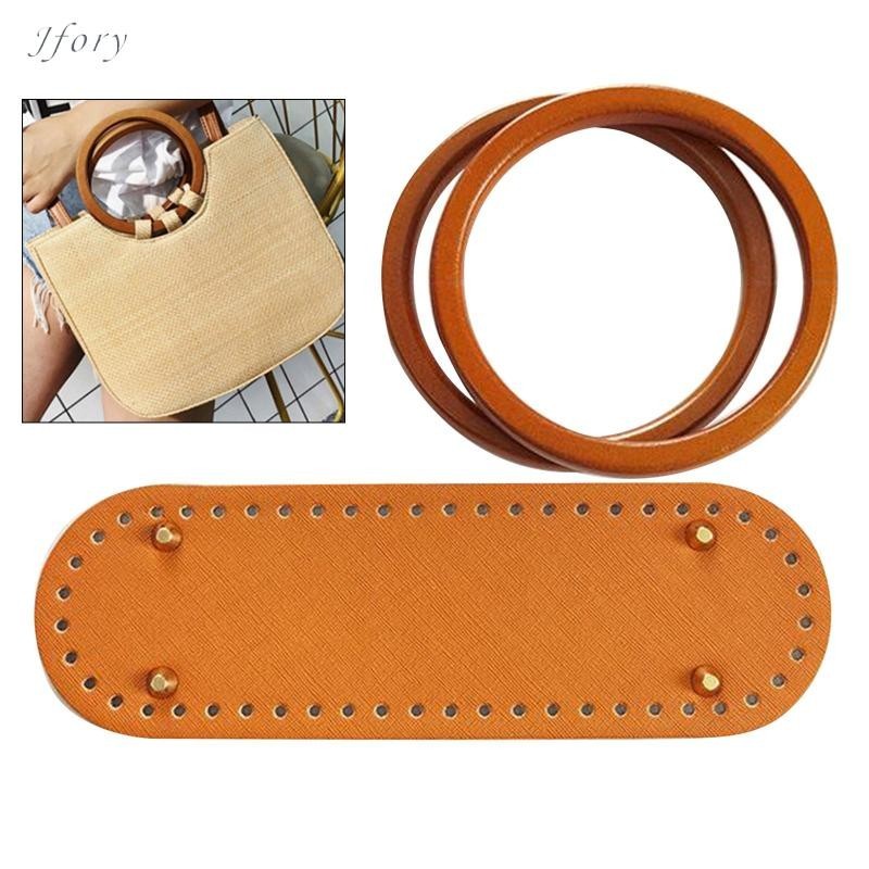 Jfory Túi Móc Đáy Da Đế Tote Bộ Tay Cầm DIY Đan bAG 1