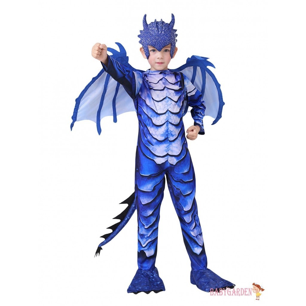 Baga-4-10 Tuổi Trẻ Em Bé Trai Halloween Rồng Trang Phục Hóa Trang Tất Cả Trên Cân Tay Dài Áo liền quần Cánh Đuôi Facewear Bộ