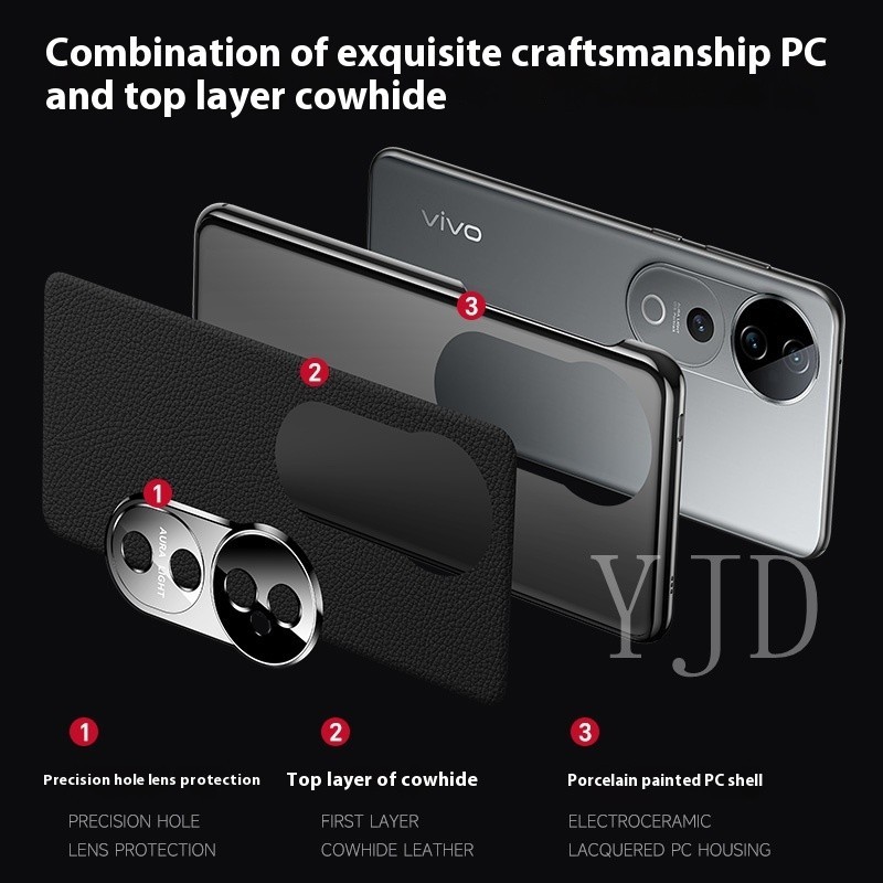 Ốp Lưng Cho Vivo V40 Pro Da Sang Trọng Electroceramic PC Vỏ Điện Thoại Chống Sốc