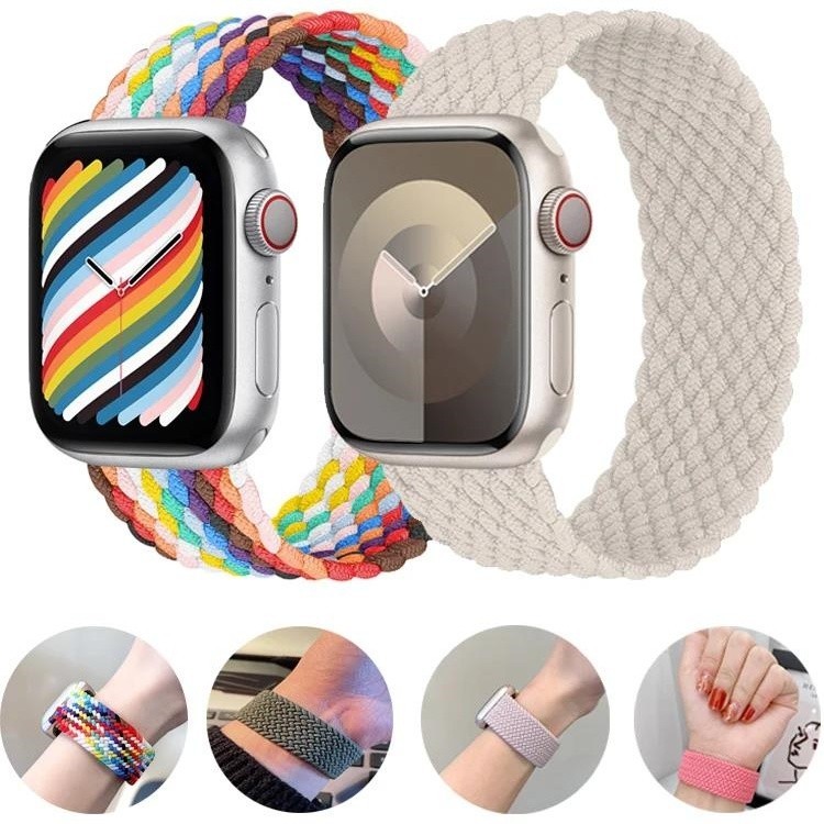 Dây đeo vòng đơn bện Nylon mềm cho dây đeo đồng hồ A-pple 42mm 38mm 40mm 41mm 44mm 45mm 49mm Dây đeo cổ tay thể thao siêu nhẹ cho iWatch Series 9 Ultra 8 7 SE 6 5 4 3