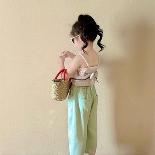 S229-Set áo lụa yếm phối quần suông cho bé gái Size từ 8-30Kg