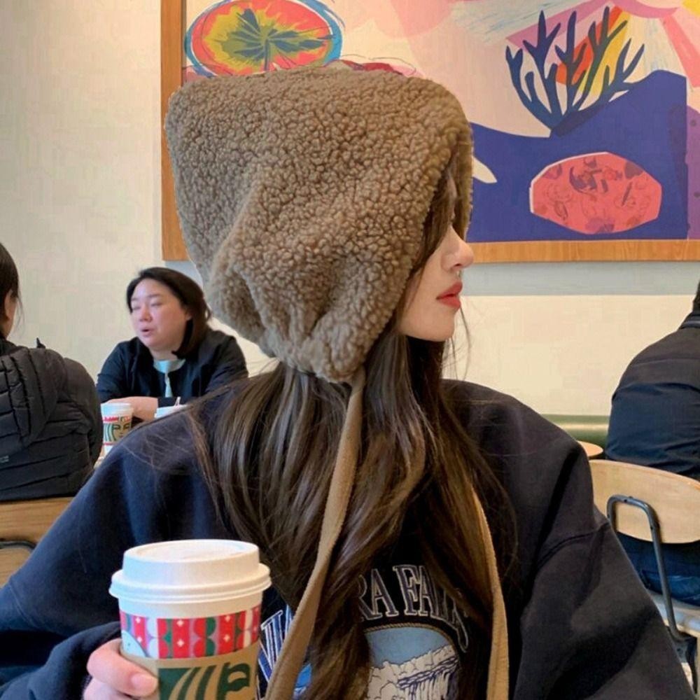 Mũ Beanie mùa đông THFENG từ chất liệu lambswool dày và ấm áp, bảo vệ tai khỏi gió lạnh