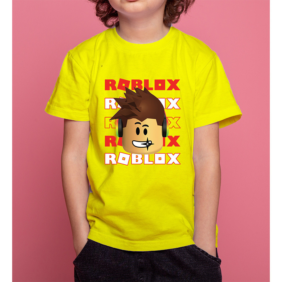 Roblox phim hoạt hình in trẻ em Vòng cổ T-shirt, trẻ em ngắn tay áo thể thao