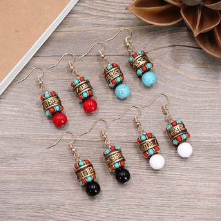 [Ghgl] Hàng có sẵn hs Sản phẩm mới Phong cách dân tộc thiểu số Phong cách kỳ lạ Bông tai phong cách Tây Tạng Retro Tính khí độc đáo Bông tai đơn giản Bông tai Nepal Nữ