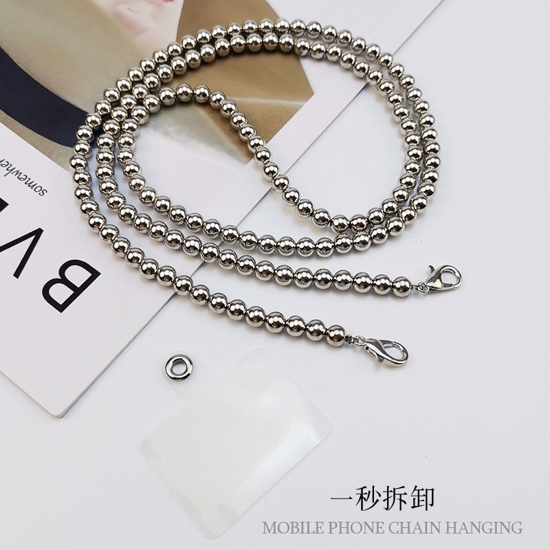 Dây đeo điện thoại chéo dài quay được, hạt mạ điện sáng tạo, mặt dây kim cương phong cách Hàn Nhật, cao cấp