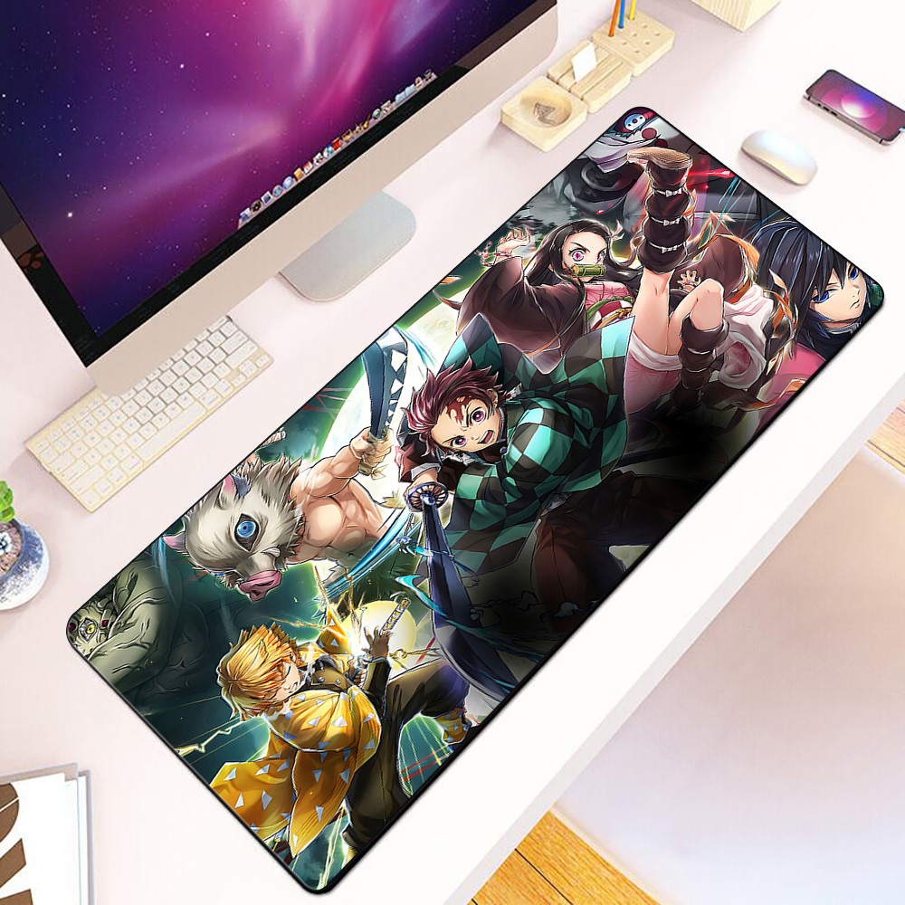 Anime Nhật Bản Demon Slayer Mousepad HD In Máy Tính Game Thủ Khóa Cạnh Chống Trơn Trượt Miếng Lót Chuột XXL90x40cm Bàn Phím PC Để Bàn Pad