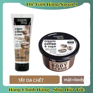 Tẩy Tế Bào Da Chết Mặt, Body Cafe Organic Shop 75ml và 250ml của Nga