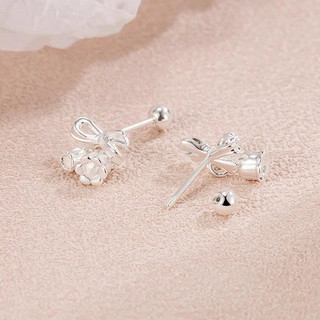 S925 Bạc Hoa Nơ Bông Tai Thời Trang Đơn Giản Bông Tai Nữ Trang Sức Quà Tặng