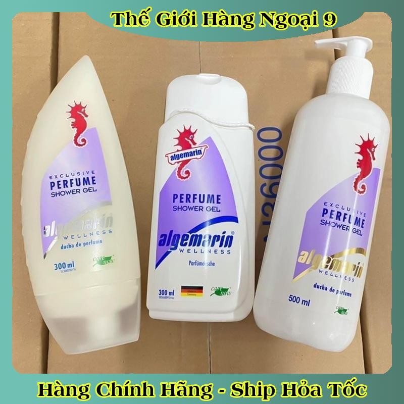 Sữa tắm cá ngựa hương nước hoa ALGEMARIN Exclusive Perfume Shower Gel chai nhọn/vuông 300/600ml của Đức