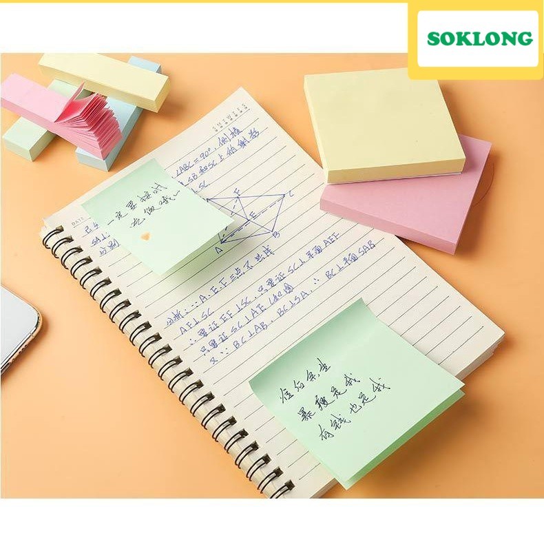 Giấy note ghi chú NO36 vuông 100 tờ giản đơn basic, trơn gam màu Pastel ...