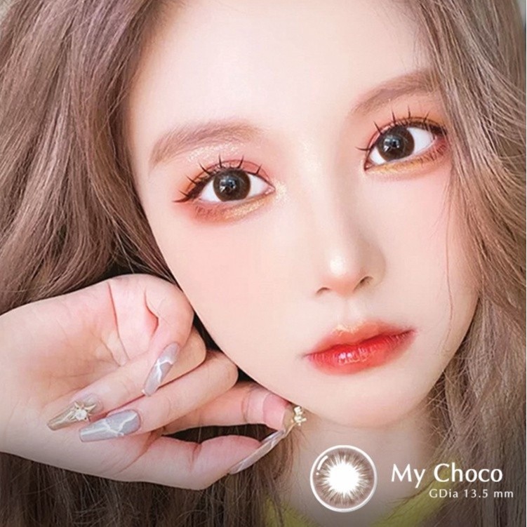 Lens cận nâu tự nhiên MY CHOCO 💥HÀNG CAO CẤP💥 Kính áp tròng có độ cận từ 0-8, chất liệu Silicone êm mắt, đường kính 13.5