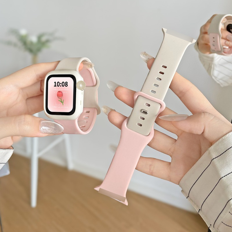 Dây đeo S11 đôi màu cho Apple Watch S11 band Ultra 2 S10 42mm 46mm 49MM 45mm 44mm 42mm 41mm 40mm 40 mm Vòng đeo tay đính đá khắc cho iwatch series 10 9 8 7 se 3 6 8 5 4