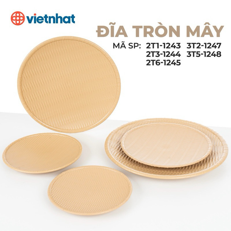 Mẹt nhựa tròn giả mây tre⚡️GIÁ SỐC⚡️Đĩa mẹt tròn đựng bún đậu,đồ ăn vặt Việt Nhật (21,23,26,32,35cm)