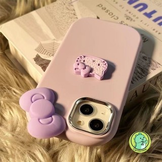 Vỏ Bánh Quy KT Cho Tecno GO 2024 2023 20 20C Infinix Hot 40 Pro 30i 10 Lite Zero 30 4G Note 30 Smart 7 6 5 Cover Hoạt Hình Dễ Thương 3D Hello Kitty Màu Nơ Hồng Vỏ Điện Thoại Mềm