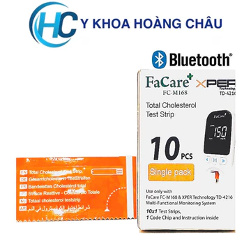 Que thử Mỡ máu Cholesterol dành cho máy đo đường huyết, gút, mỡ máu FaCare 5 trong 1 FC-M168 - Hộp 10 que