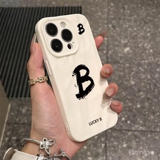 Ốp điện thoại di động chữ cái kiểu nhăn B QYJS dùng cho IPhone 15 ProMax 14 13 12 PRO 11 14 15 PLUS X XR XR XSMAX SE 7 8PLUS vỏ mềm chống rơi Ốp bảo vệ silicon NDSE