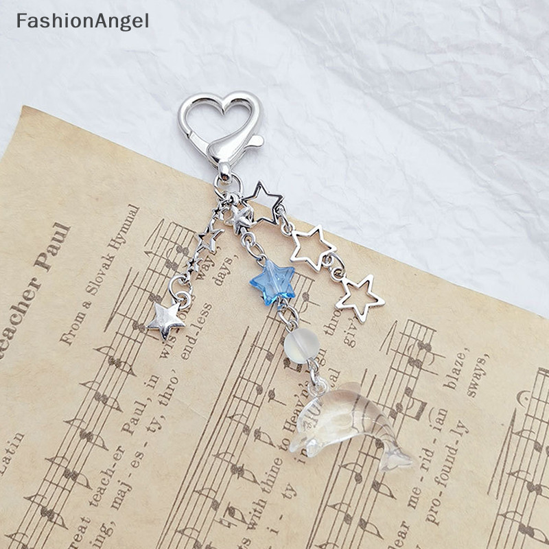 FashionAngel Năm Cánh Sao Biển Cá Heo Ngọc Trai Men Móc Khóa Đẹp Biển Bãi Biển Mặt Dây Để Làm Handmade Tự Làm Xe Dây Xích TH
