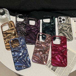 Sang Trọng Mạ Điện Sóng Bạc Hồng Silicon Ốp Lưng Điện Thoại iPhone 17Promax 16Promax 12 13 14 15 Promax Silicon Mềm Nam Nữ Vỏ Di Động