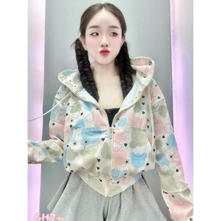 Áo Khoác Nữ Thun Gân In Họa Tiết Hoạt Hình Dễ Thương chất vải dày dặn