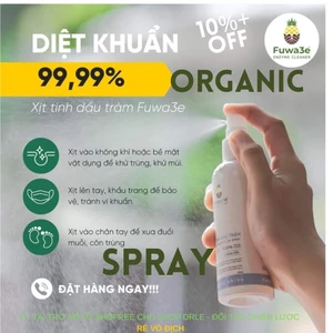 Xịt kháng khuẩn, ngừa cúm đuổi côn trùng Fuwa3e hữu cơ tinh dầu tràm HL Cineol đạt 74.2% size lớn TK