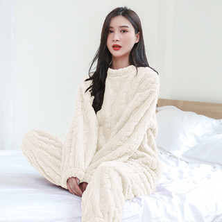 Bộ Đồ Ngủ San Hô Lông Cừu Nữ Dày Bộ Đồ Ngủ Nữ Ấm Áp Rời Thường Ngày Plus Kích Thước Dễ Thương Trong Nhà Chó Con Pajamas