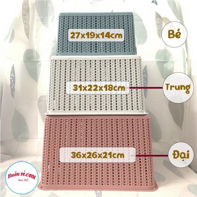 Combo 2 Rổ đan mây đựng đồ đa năng size Trung (3415-2) Việt Nhật -Giỏ đan đựng quần áo, dụng cụ nhà bếp br01262 Babee