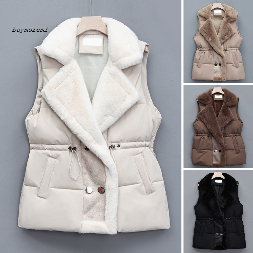 Buymez Nữ Áo Vest Ngắn Màu Trơn Nữ Áo Khoác Mùa Đông Phong Cách Có Lớp Lót Sang Trọng Và Túi Dành Cho Nữ Hoàn Hảo Cho Hoạt Động Ngoài Trời Nút Đóng Ấm Áp Và Ấm Áp