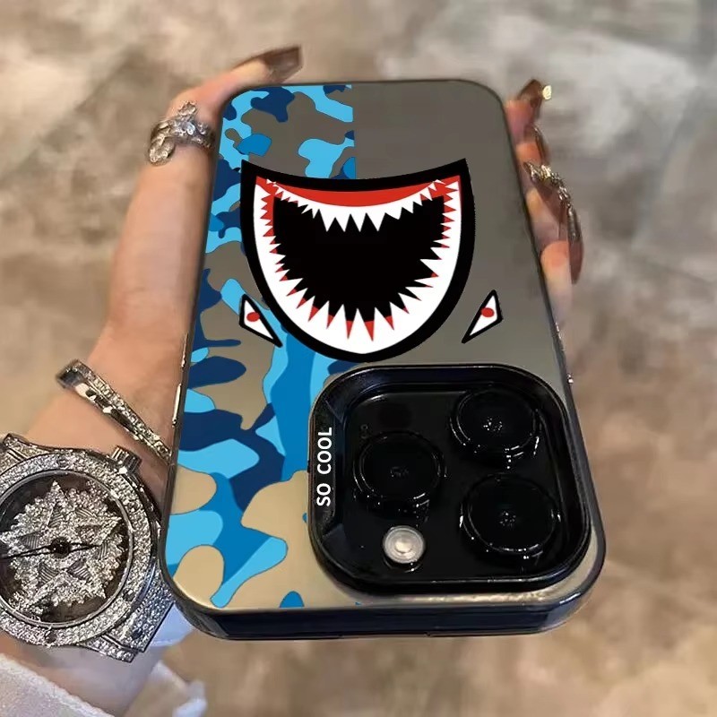 Dành Cho iPhone 16 Pro Max 14 13 11 15 12 XS Max XR X 8 7 Plus SE 2022 14Pro 13Pro Vỏ Cá Mập Mạ Điện Chống Rơi Vỏ Cứng Mờ