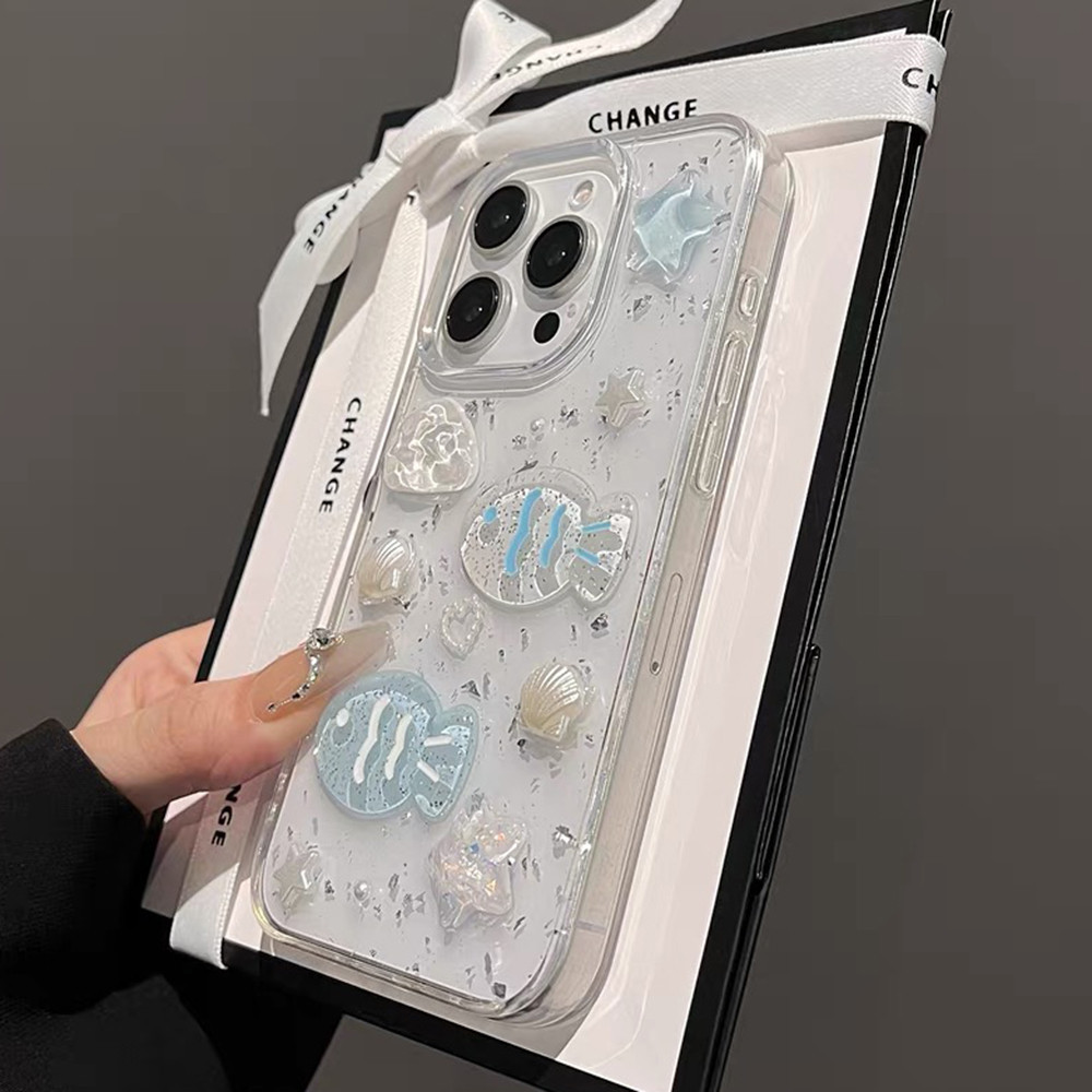 Vỏ Lập Thể Sao Cá Nhựa Ốp Lưng Điện Thoại iPhone 17 Pro Max 17 Air 16 Plus 15 14 13 12 11ProMax Bảo Vệ Toàn Diện Vỏ Bảo Vệ Chống Sốc