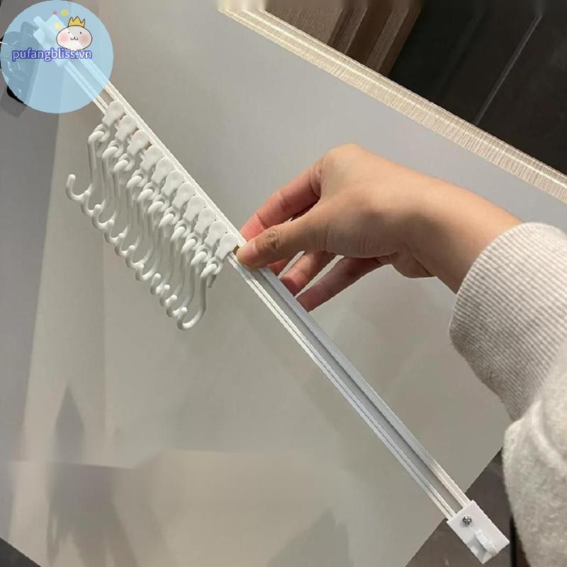 Pufangbliss Nhựa Theo Dõi Hàng Móc Chống Đấm Treo Tường Hàng Dài Móc Có Móc Có Thể Tháo Rời Móc Tủ Tự Dính VN