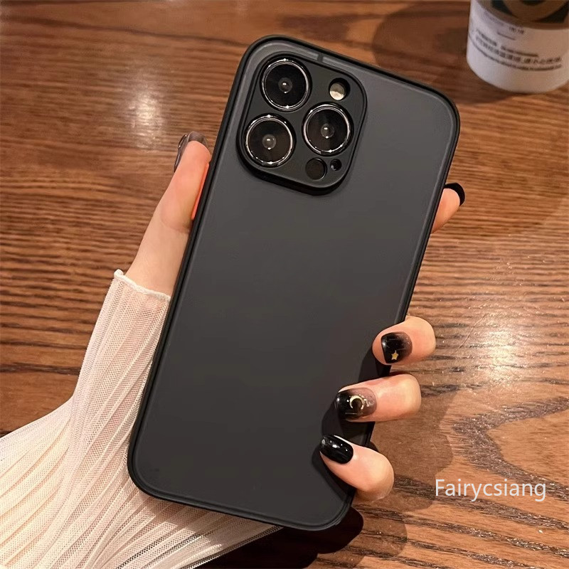 Ốp điện thoại chống sốc mờ sang trọng cho iPhone 16 15 14 13 12 11 Pro X XS Max 7 8 Plus Vỏ giáp mềm trong suốt
