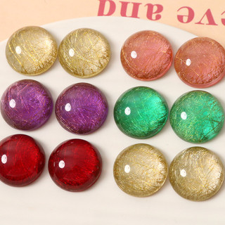 20mm nửa trong suốt dây vàng vẽ thạch Nửa Viên diy Nhựa phụ kiện bông tai kẹp tóc vỏ điện thoại vật liệu bán buôn