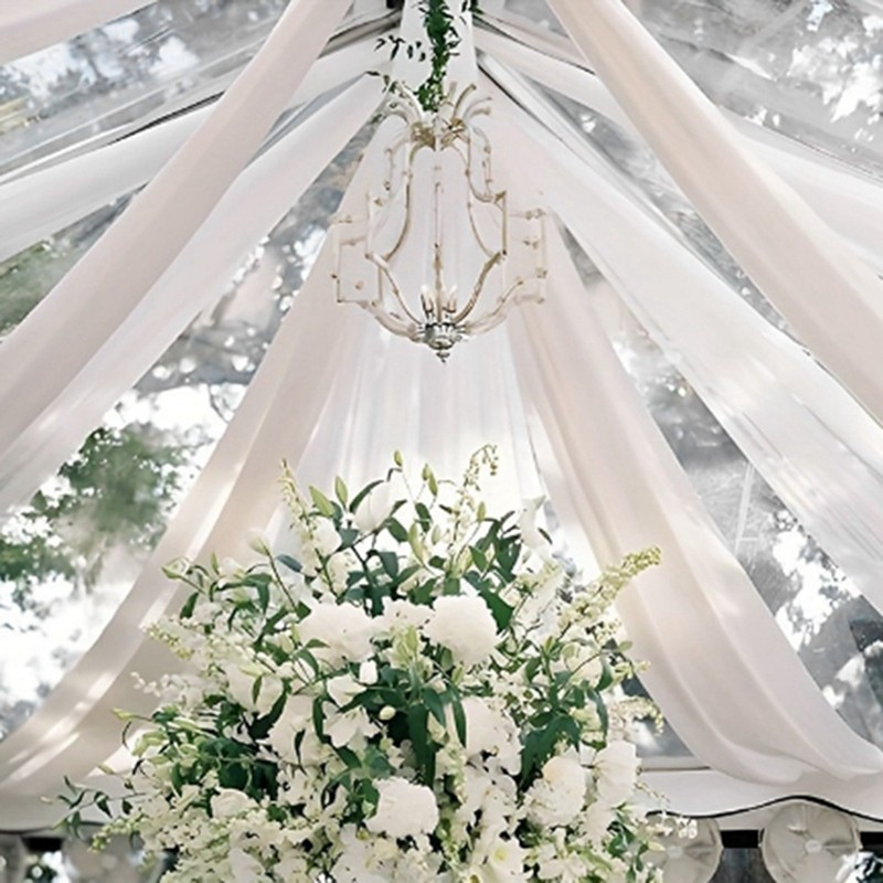 Wedding Arch Vải Treo Tường 1 Bảng 29.5Inch X 19.6Ft Trắng Sheer Rèm Voan Cho Lễ Cưới